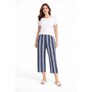 Chico’s So Slimming Navy White Stripe Cropped Pants Petite 1P